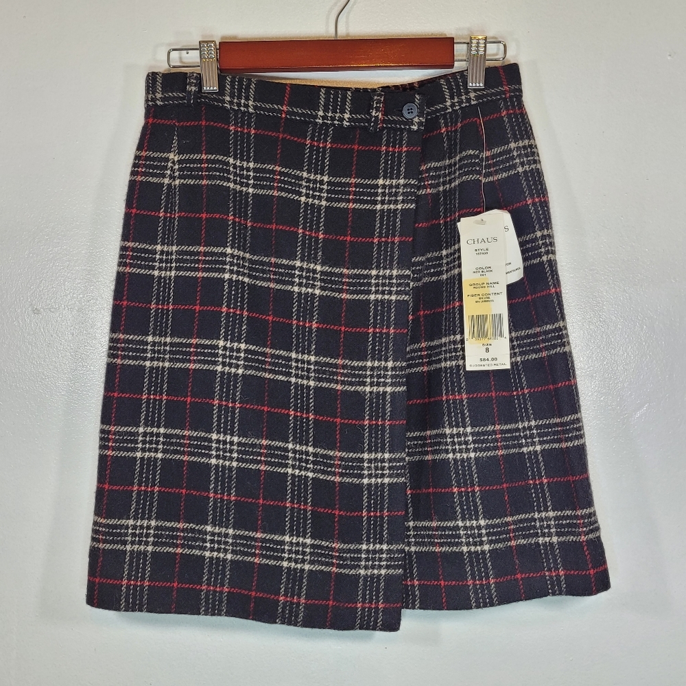 Chaus Wool Blend Uniform Wrap Skirt